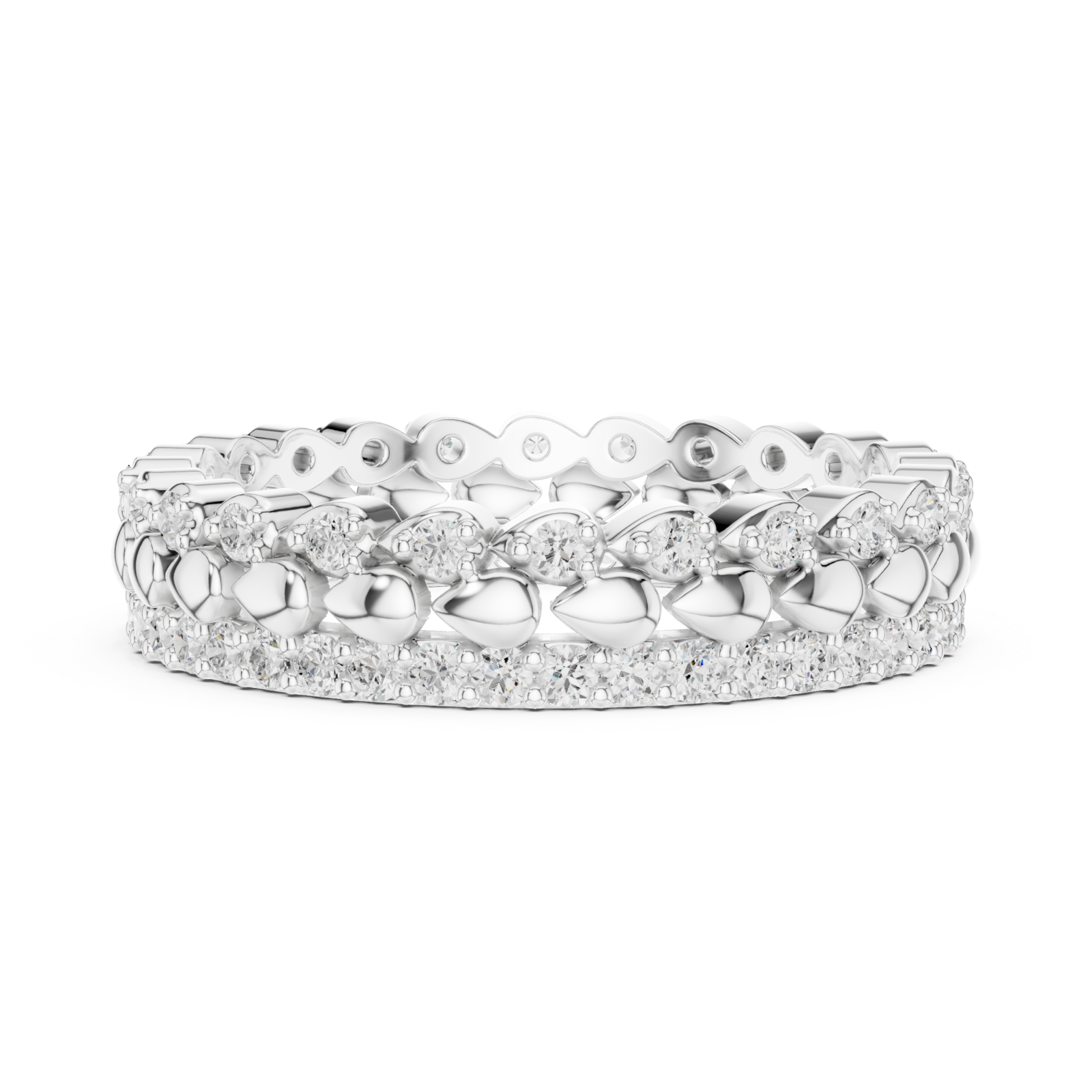  White Gold Radiant Bloom Garland Eternity Band Side View