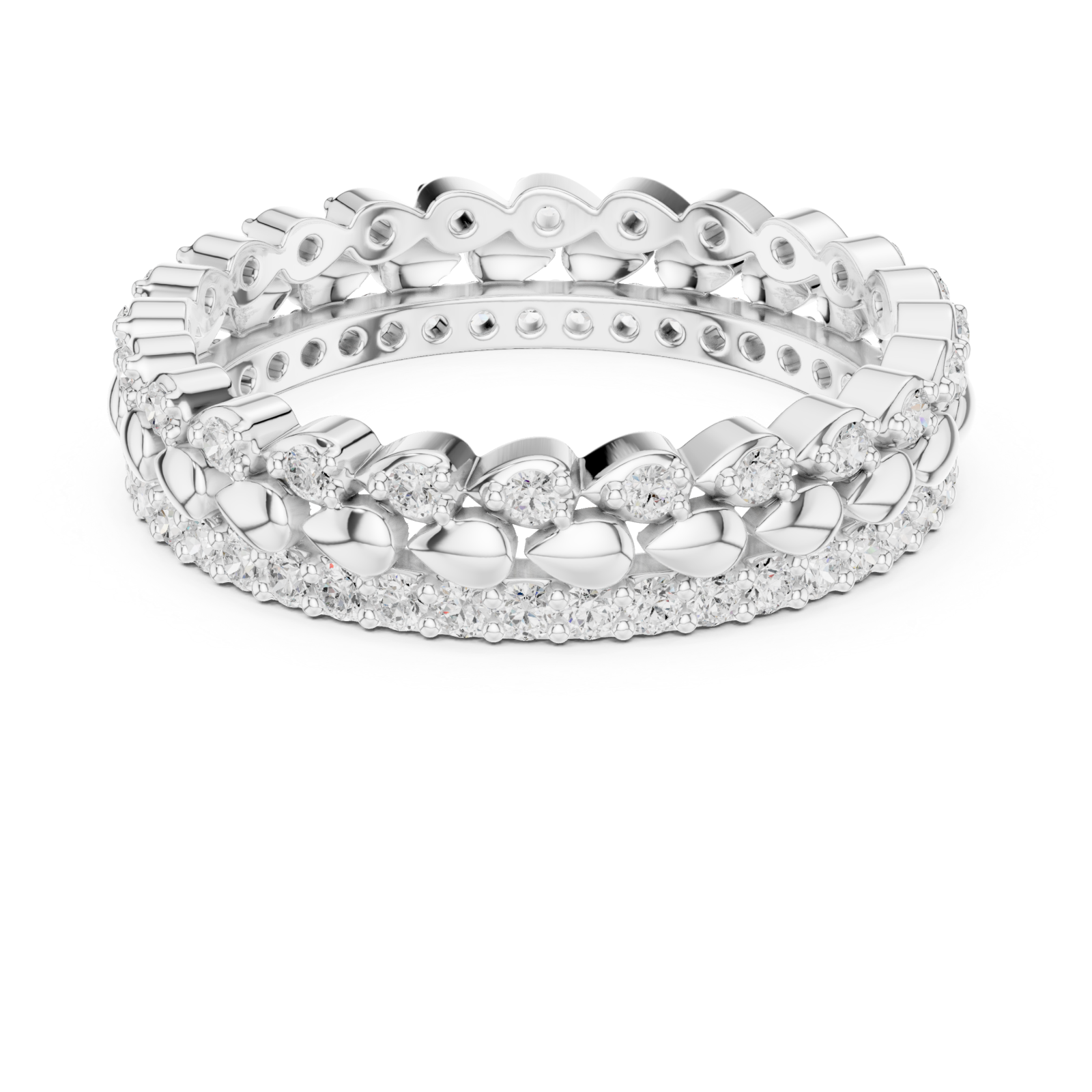 White Gold Radiant Bloom Garland Eternity Band Front View