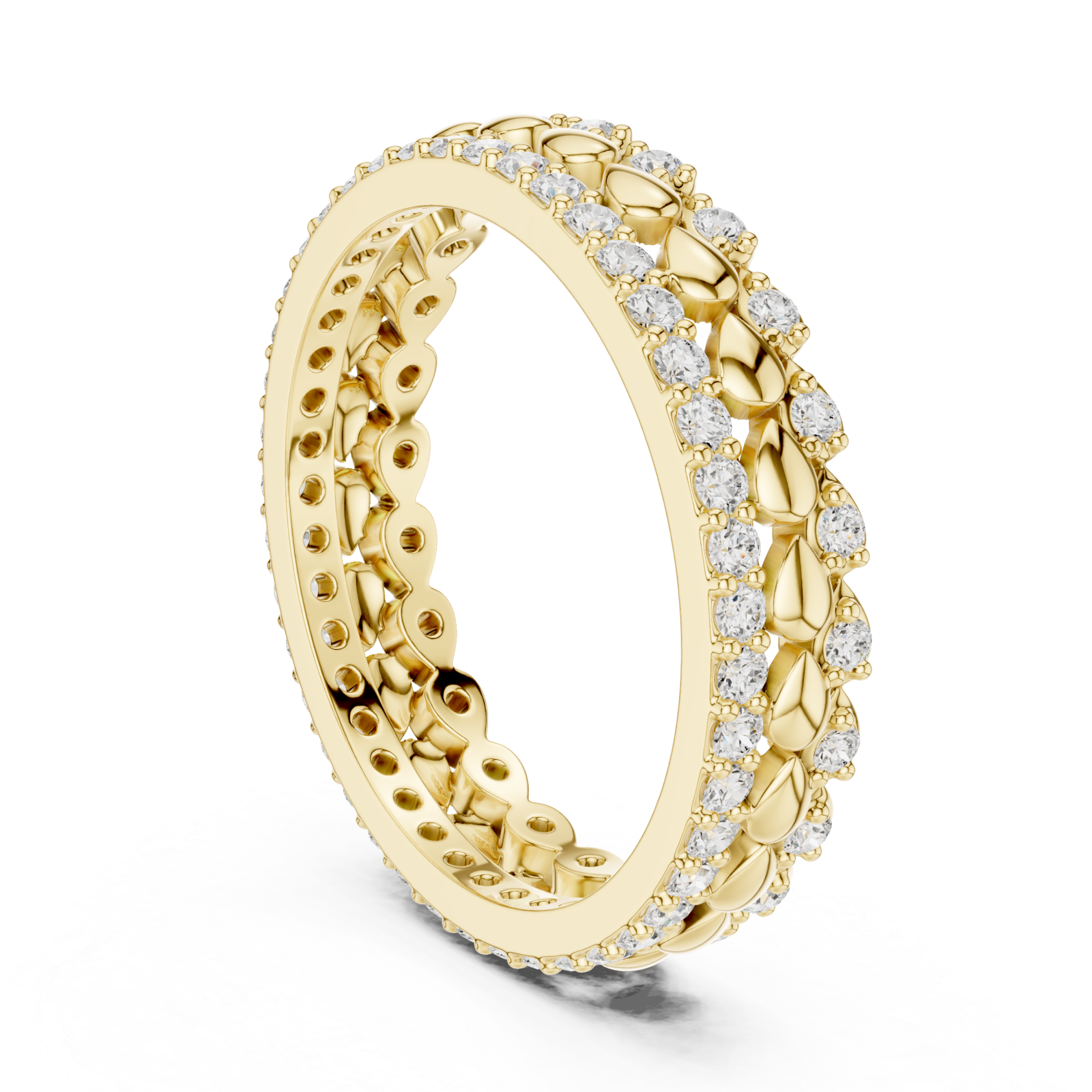  Gold Radiant Bloom Garland Eternity Band Left View