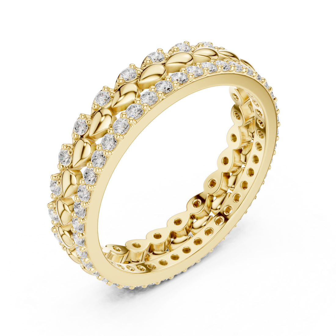 Gold Radiant Bloom Garland Eternity Band Right View