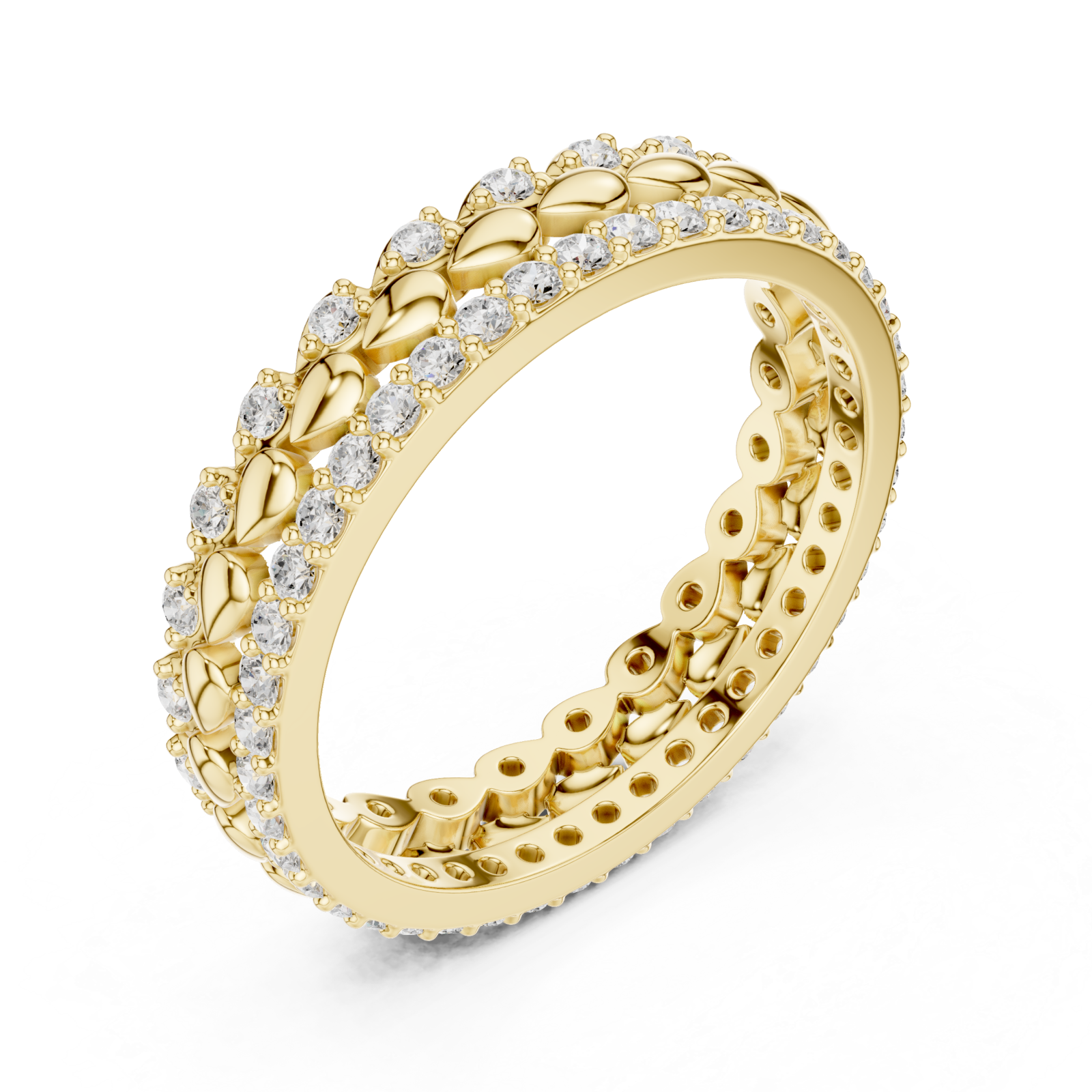 Gold Radiant Bloom Garland Eternity Band Right View