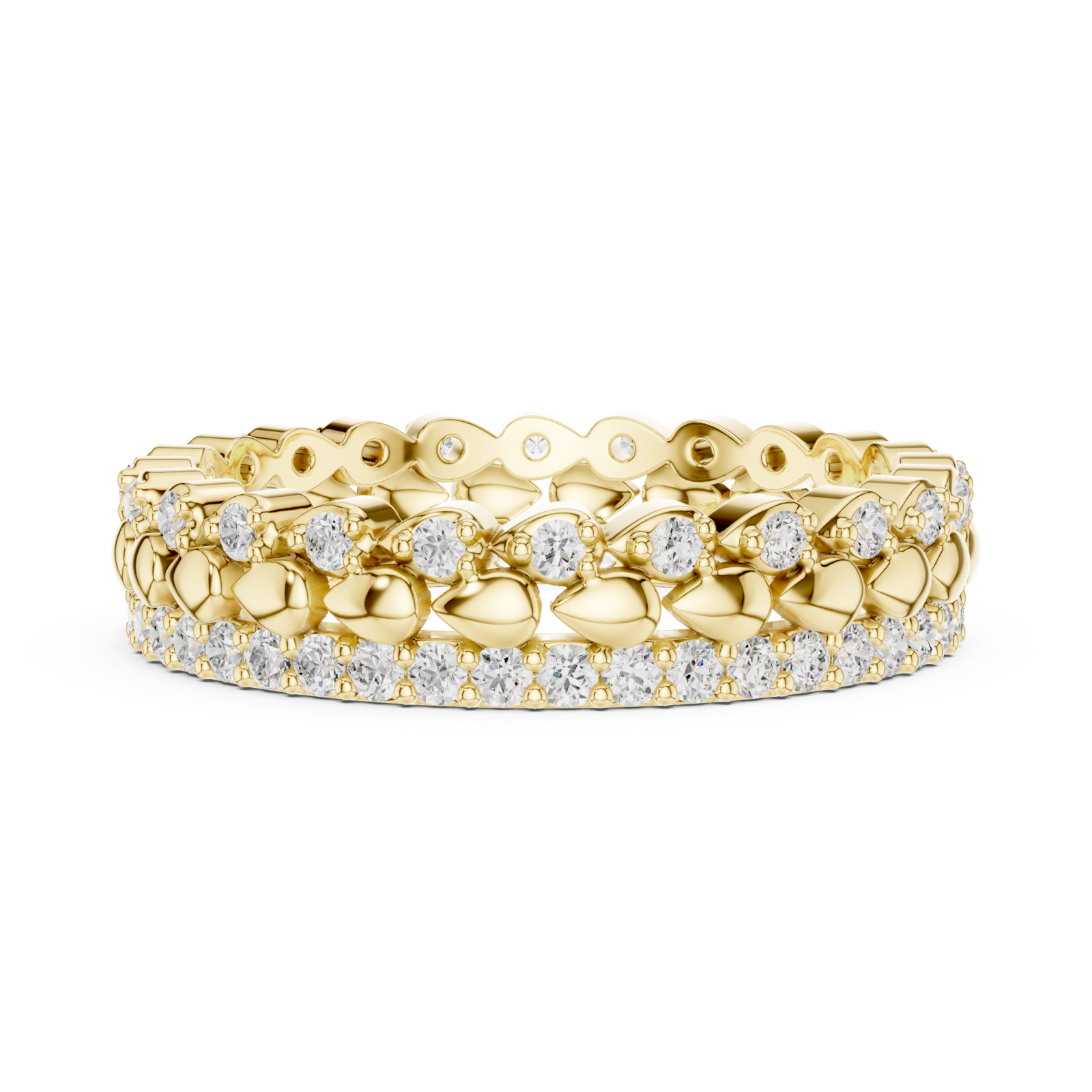  Gold Radiant Bloom Garland Eternity Band Side View