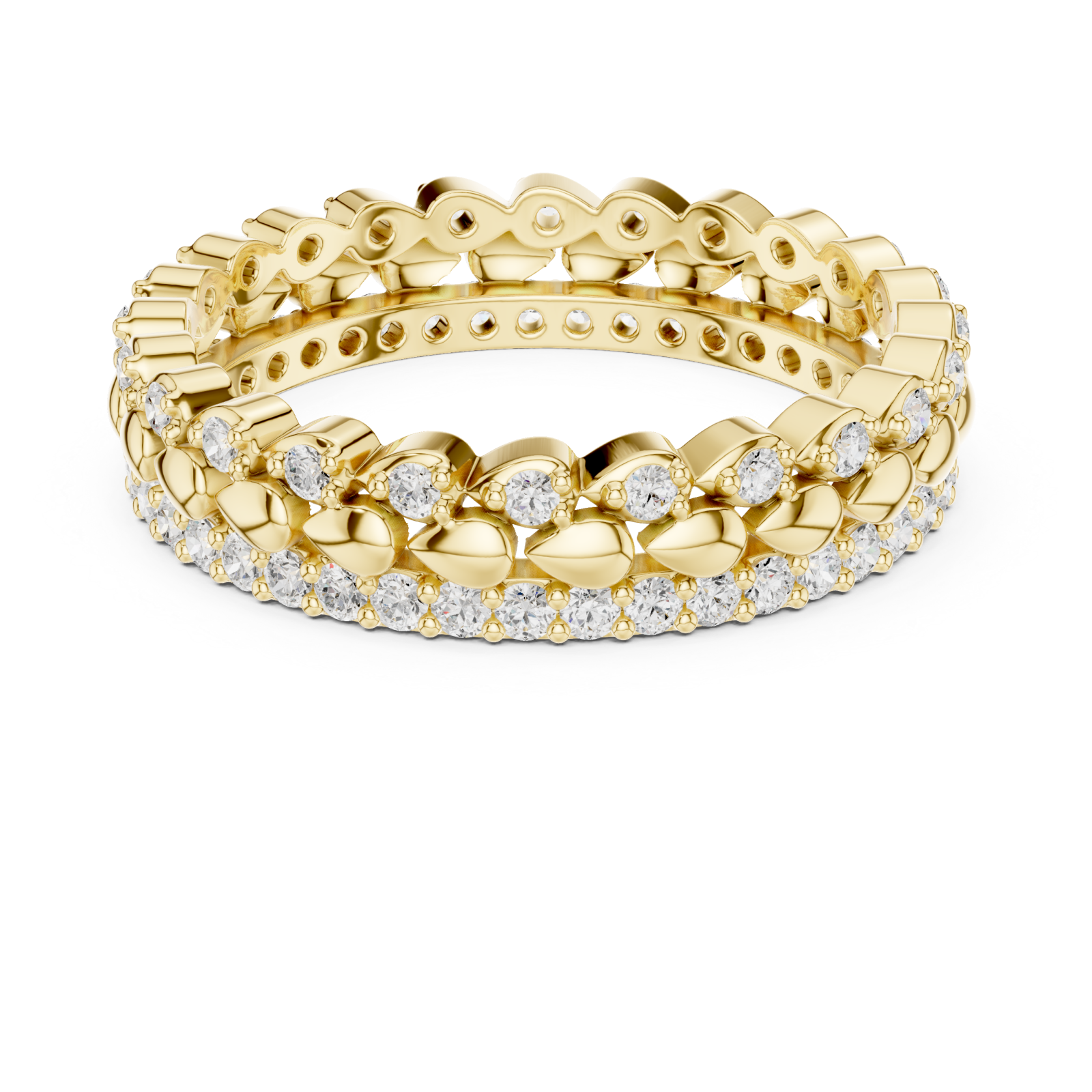  Gold Radiant Bloom Garland Eternity Band Front View