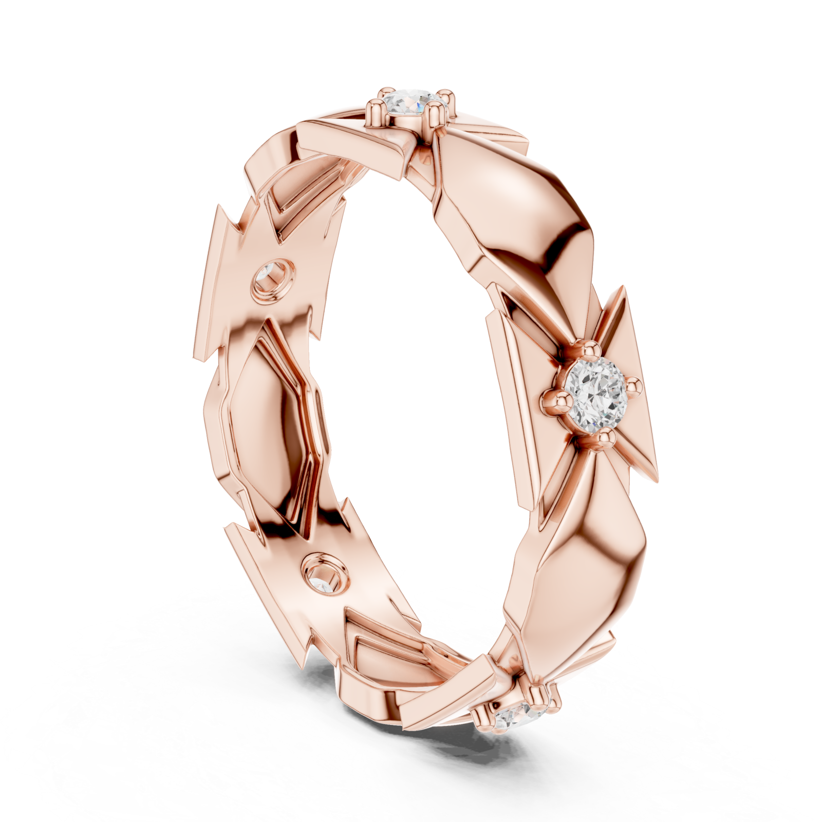  Rose Gold Luminous Crowned Motif Ring Left View