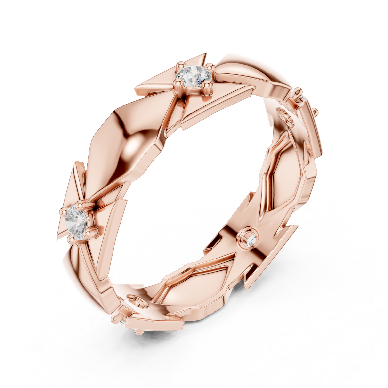  Rose Gold Luminous Crowned Motif Ring Right View