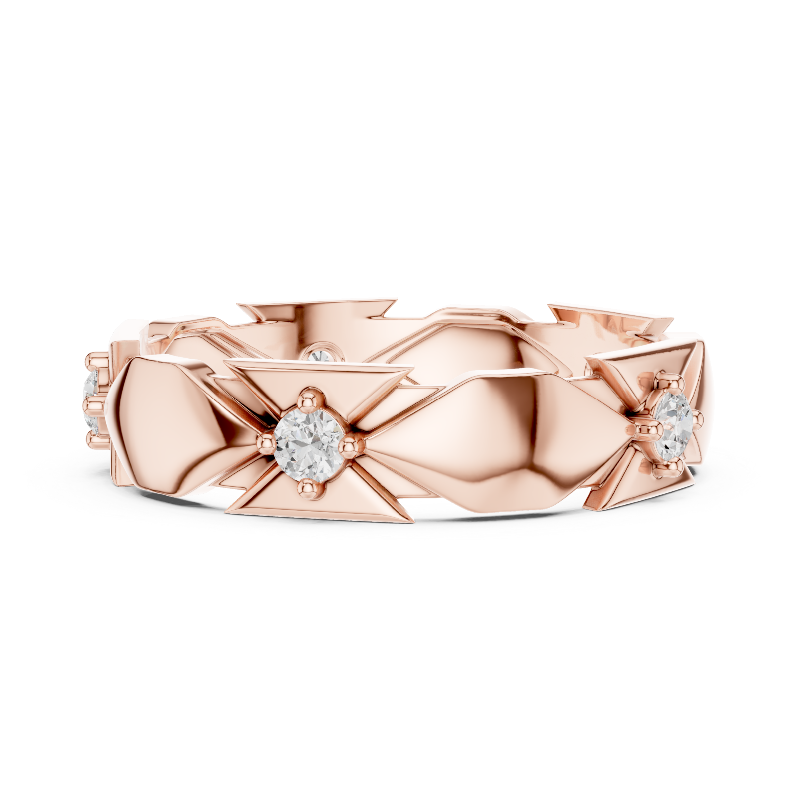  Rose Gold Luminous Crowned Motif Ring Side View