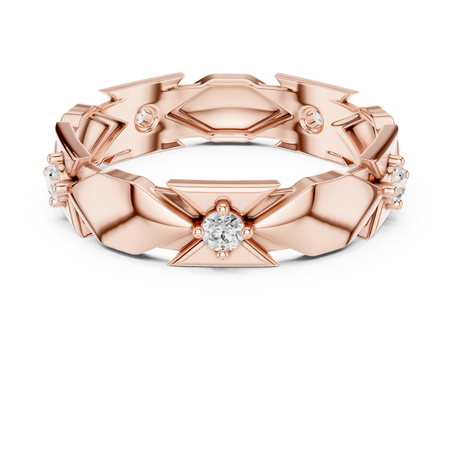  Rose Gold Luminous Crowned Motif Ring Front View