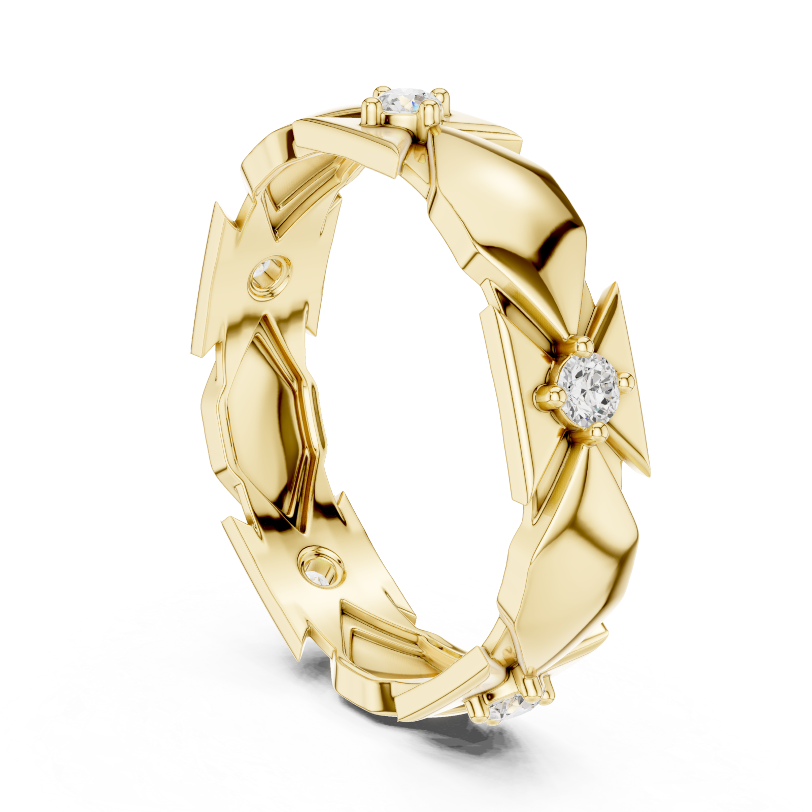  Gold Luminous Crowned Motif Ring Left View