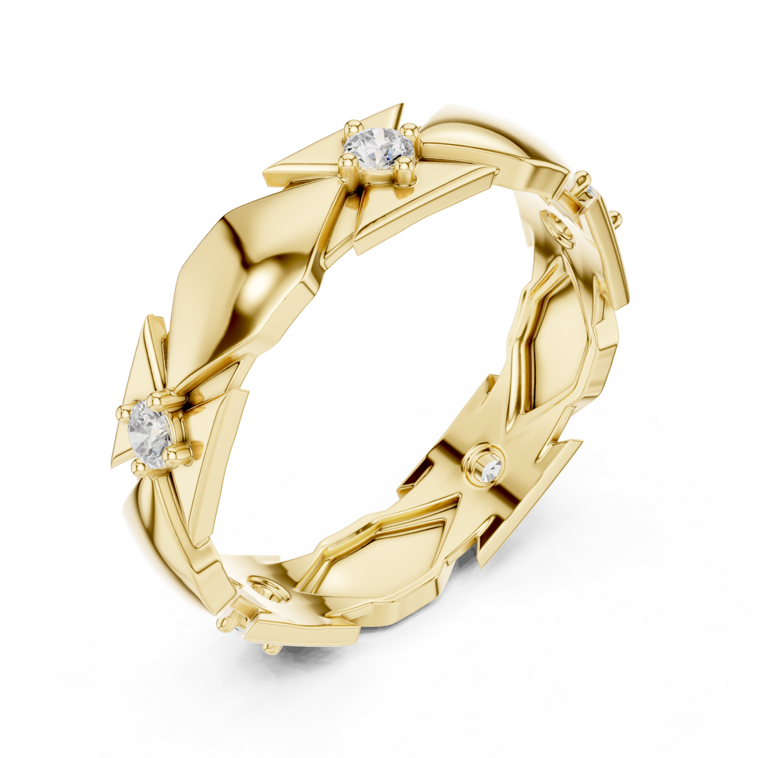 Gold Luminous Crowned Motif Ring Right View