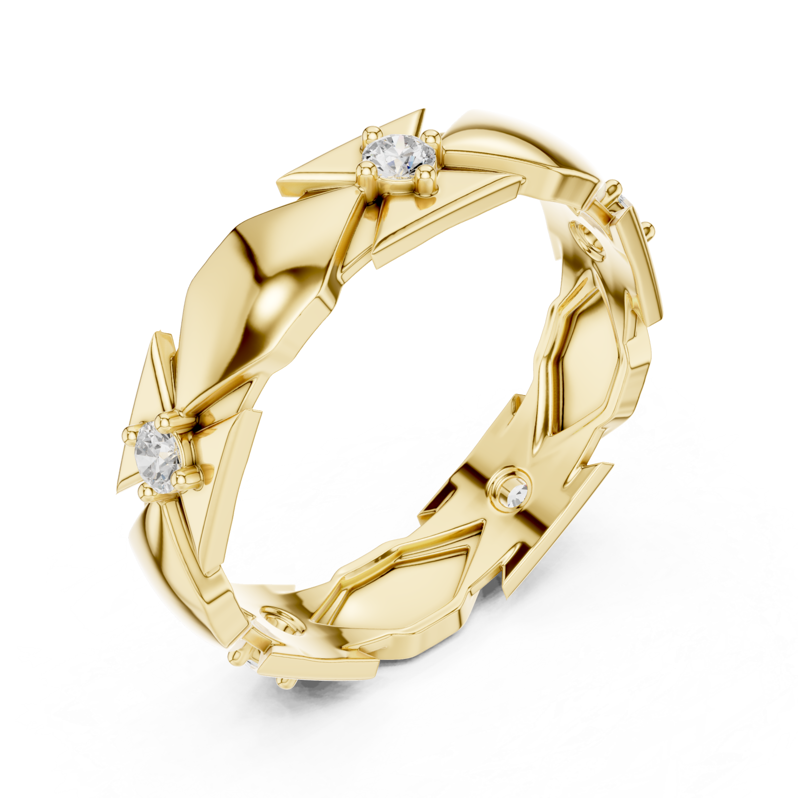 Gold Luminous Crowned Motif Ring Right View