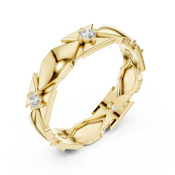Gold Luminous Crowned Motif Ring Right View