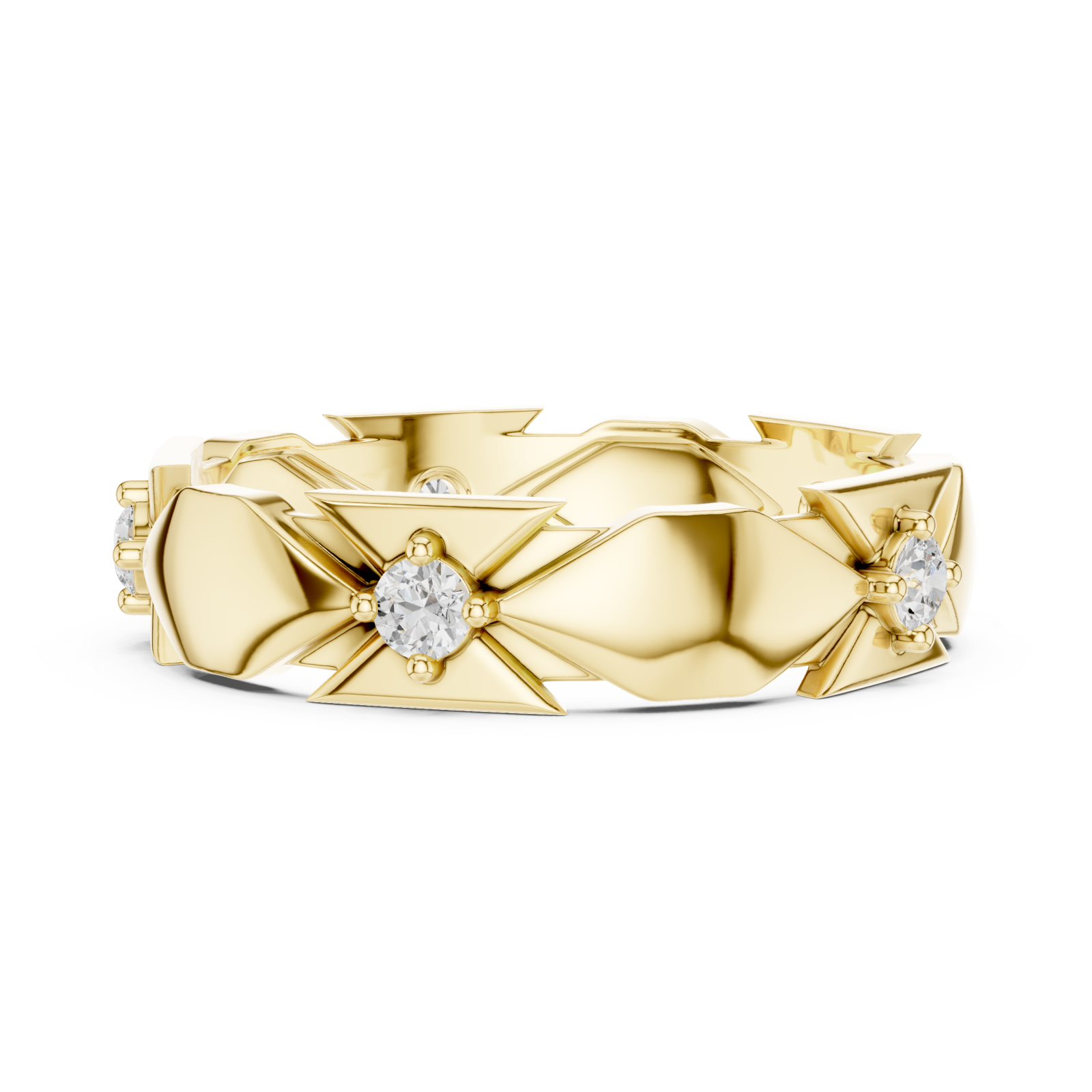  Gold Luminous Crowned Motif Ring Side View