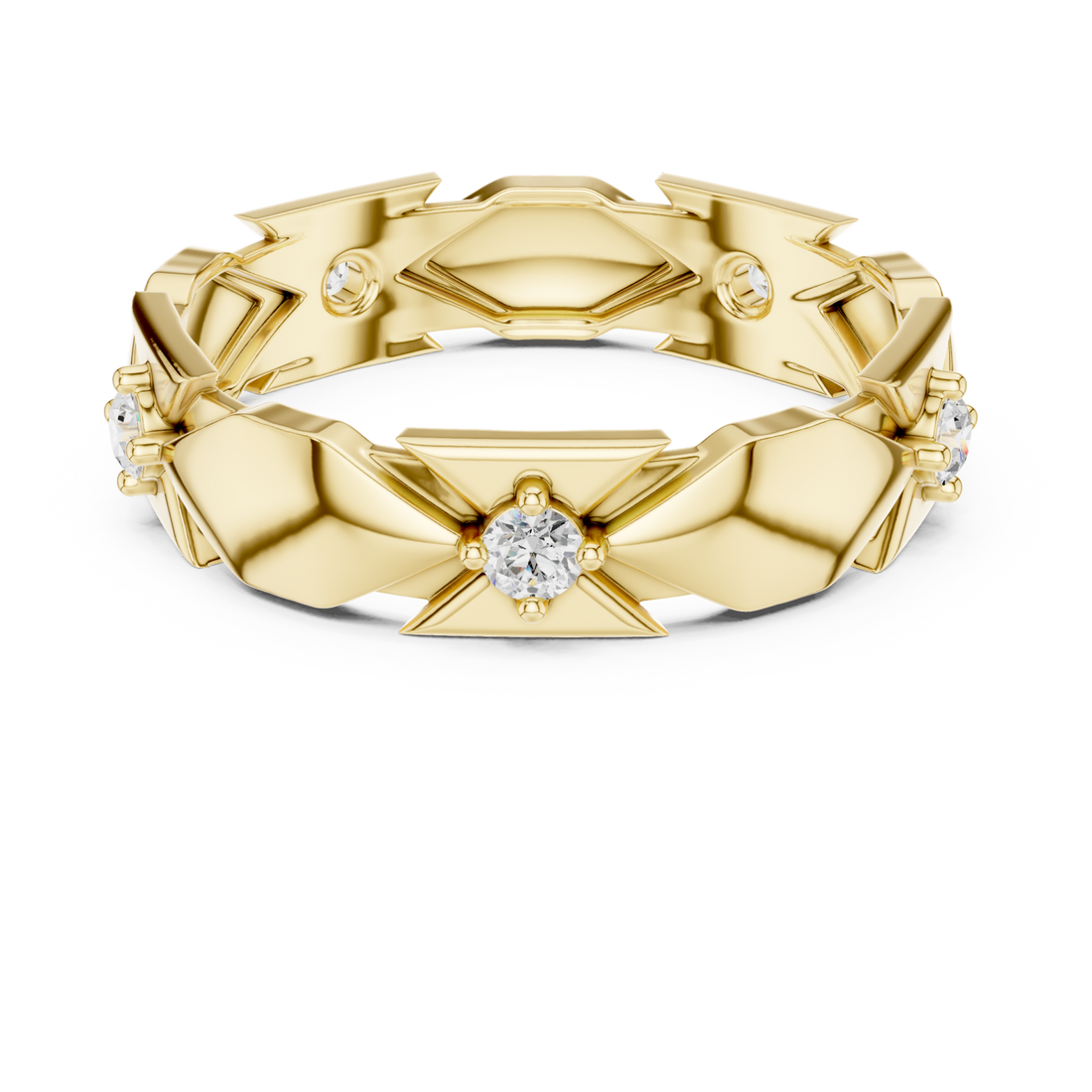 Gold Luminous Crowned Motif Ring Right View