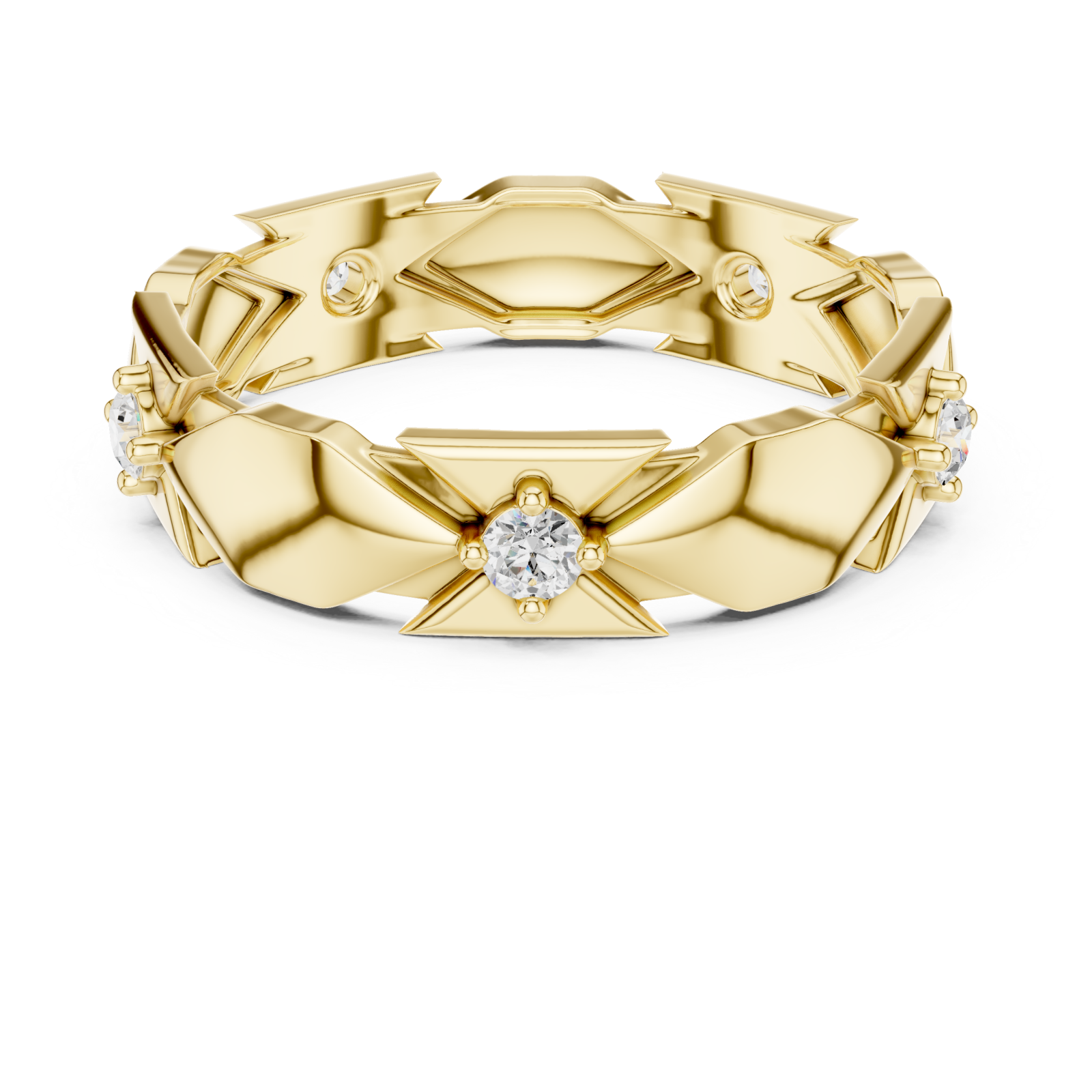  Gold Luminous Crowned Motif Ring Front View