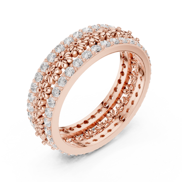  Rose Gold Radiant Floral Cascade Eternity Band Right View