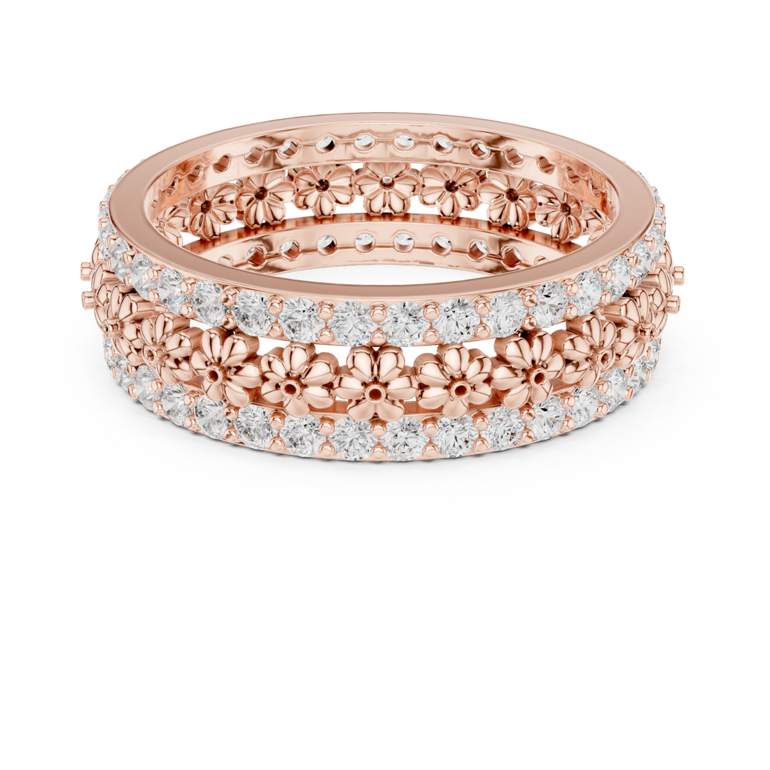  Rose Gold Radiant Floral Cascade Eternity Band Right View