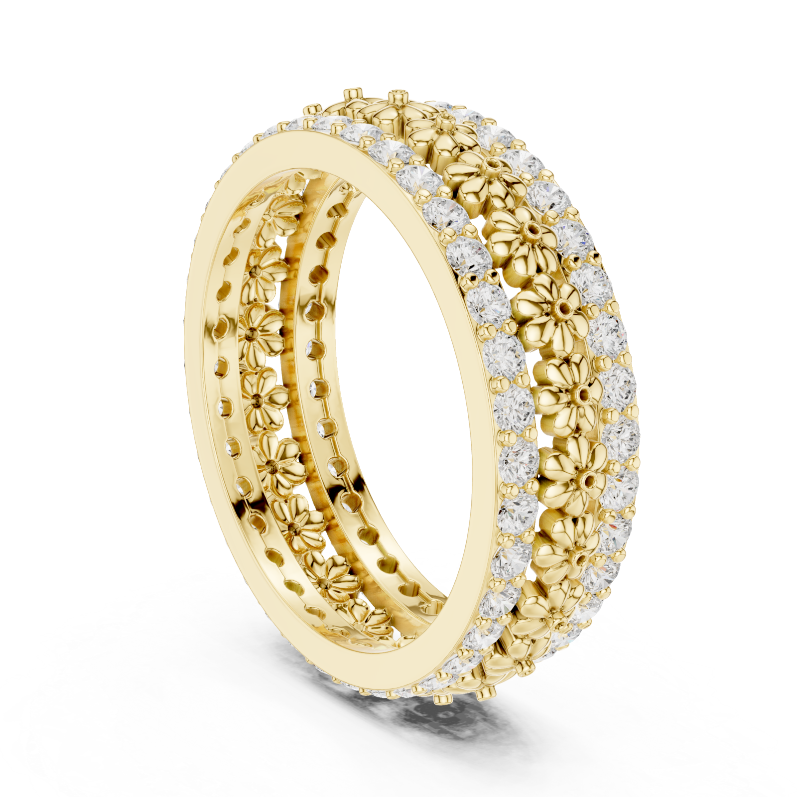  Gold Radiant Floral Cascade Eternity Band Left View