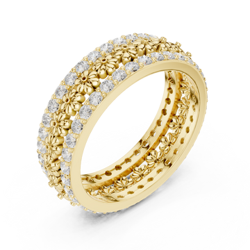 Gold Radiant Floral Cascade Eternity Band Right View