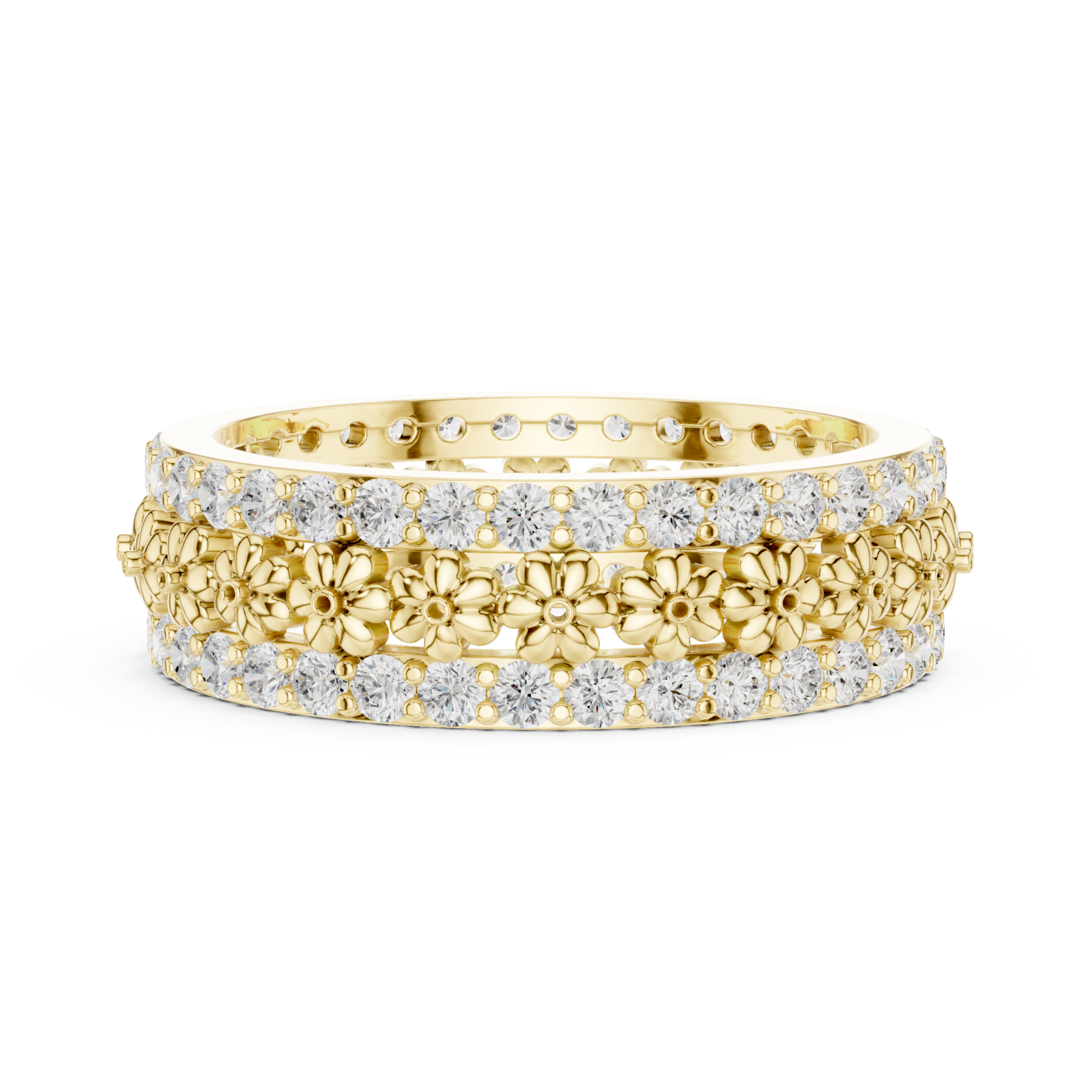  Gold Radiant Floral Cascade Eternity Band Side View