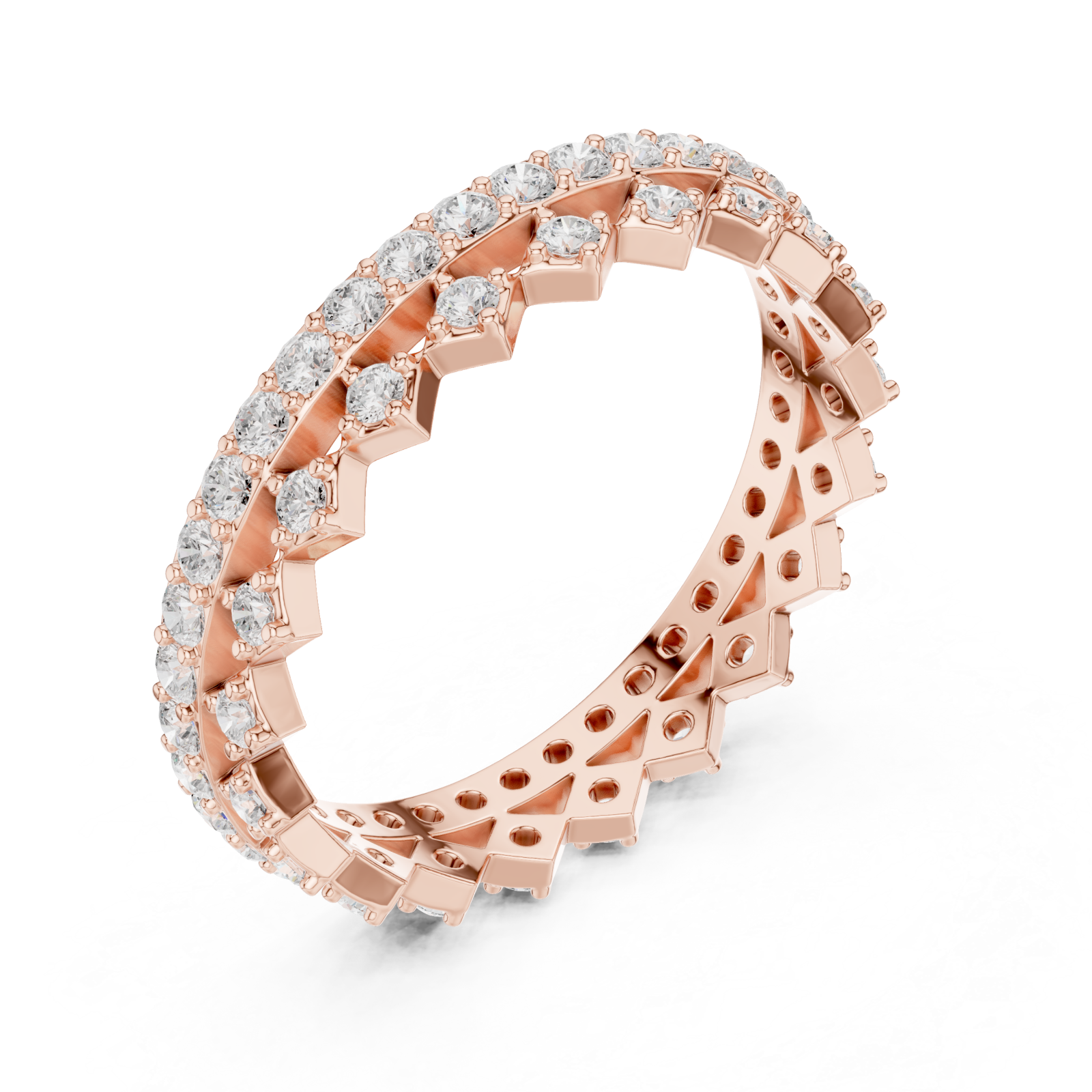  Rose Gold Prism Edge Sparkle Eternity Band Ring Right View