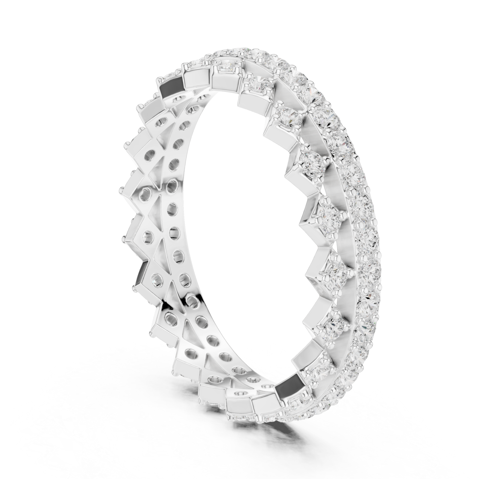  White Gold Prism Edge Sparkle Eternity Band Ring Left View