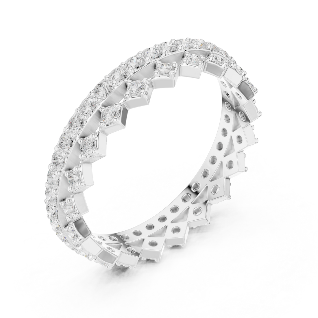  White Gold Prism Edge Sparkle Eternity Band Ring Right View