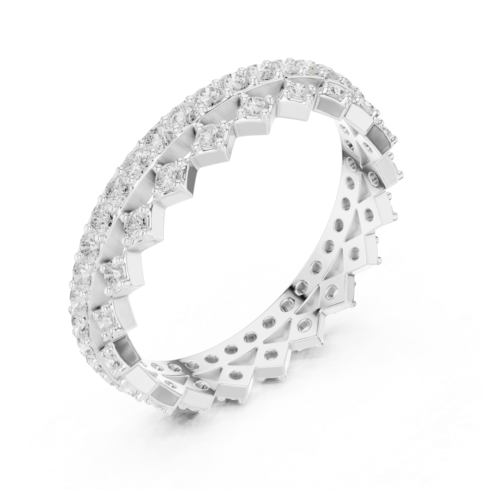  White Gold Prism Edge Sparkle Eternity Band Ring Right View