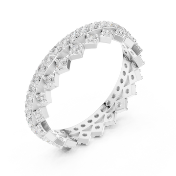  White Gold Prism Edge Sparkle Eternity Band Ring Right View