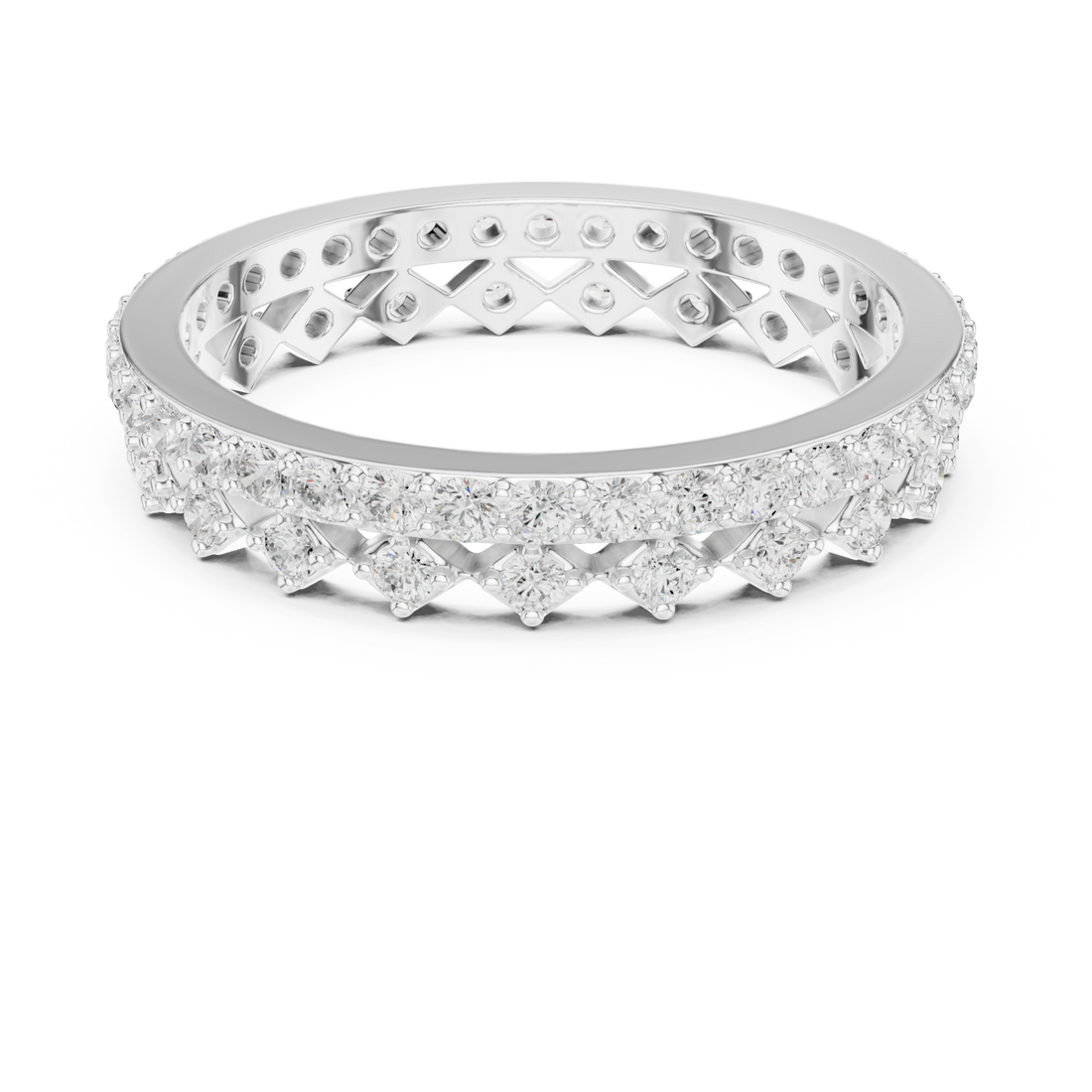 White Gold Prism Edge Sparkle Eternity Band Ring Right View