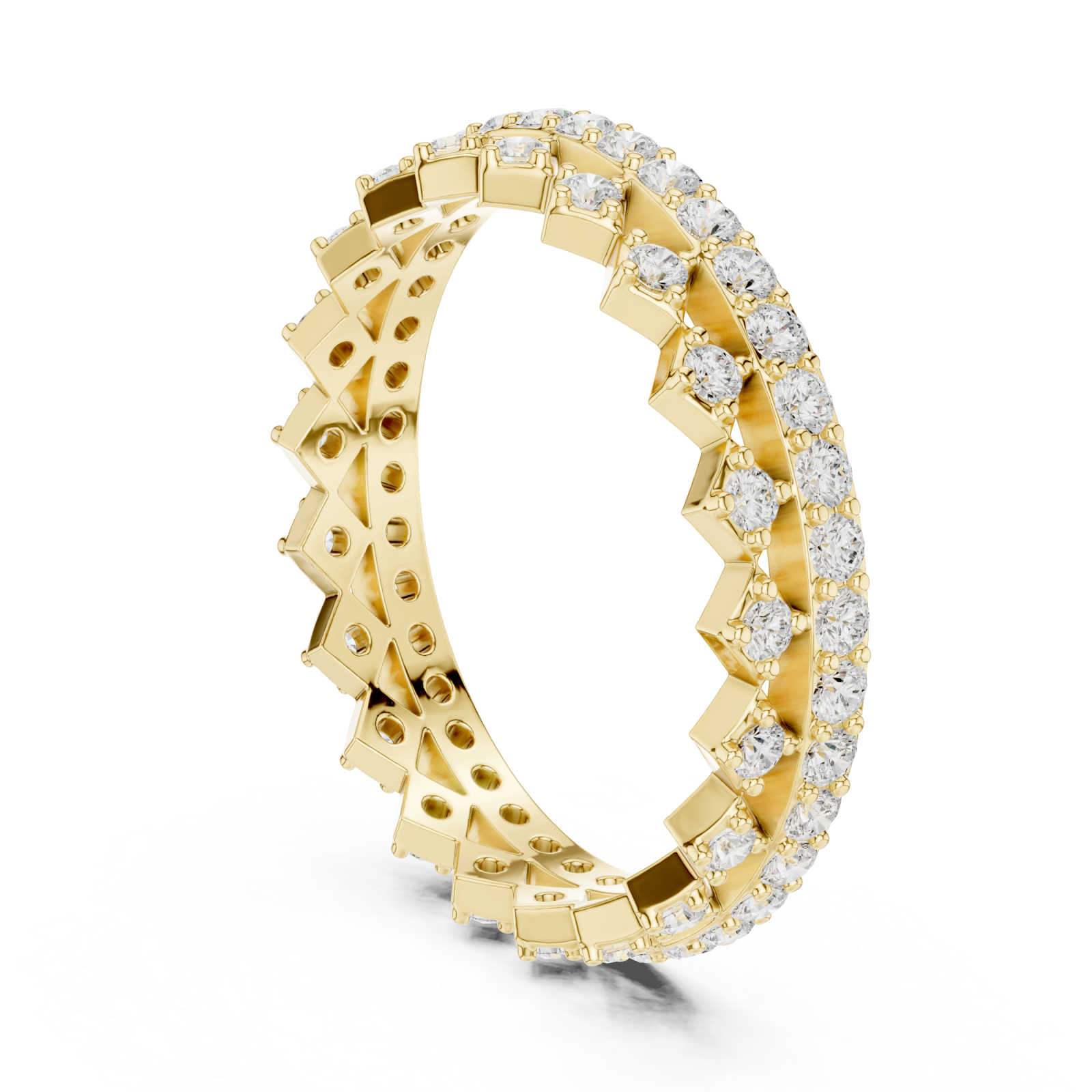  Gold Prism Edge Sparkle Eternity Band Ring Left View