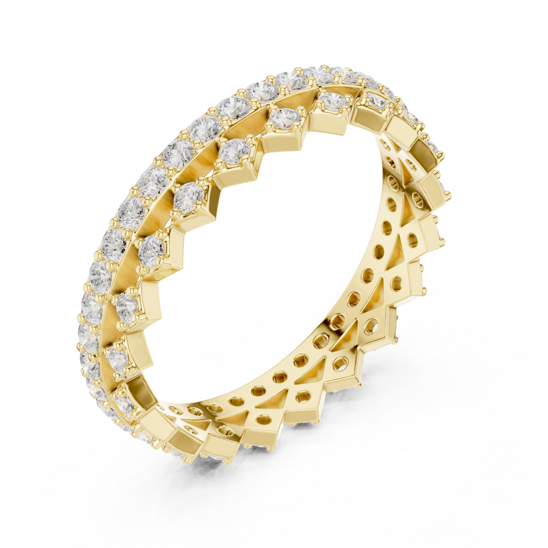 Gold Prism Edge Sparkle Eternity Band Ring Right View