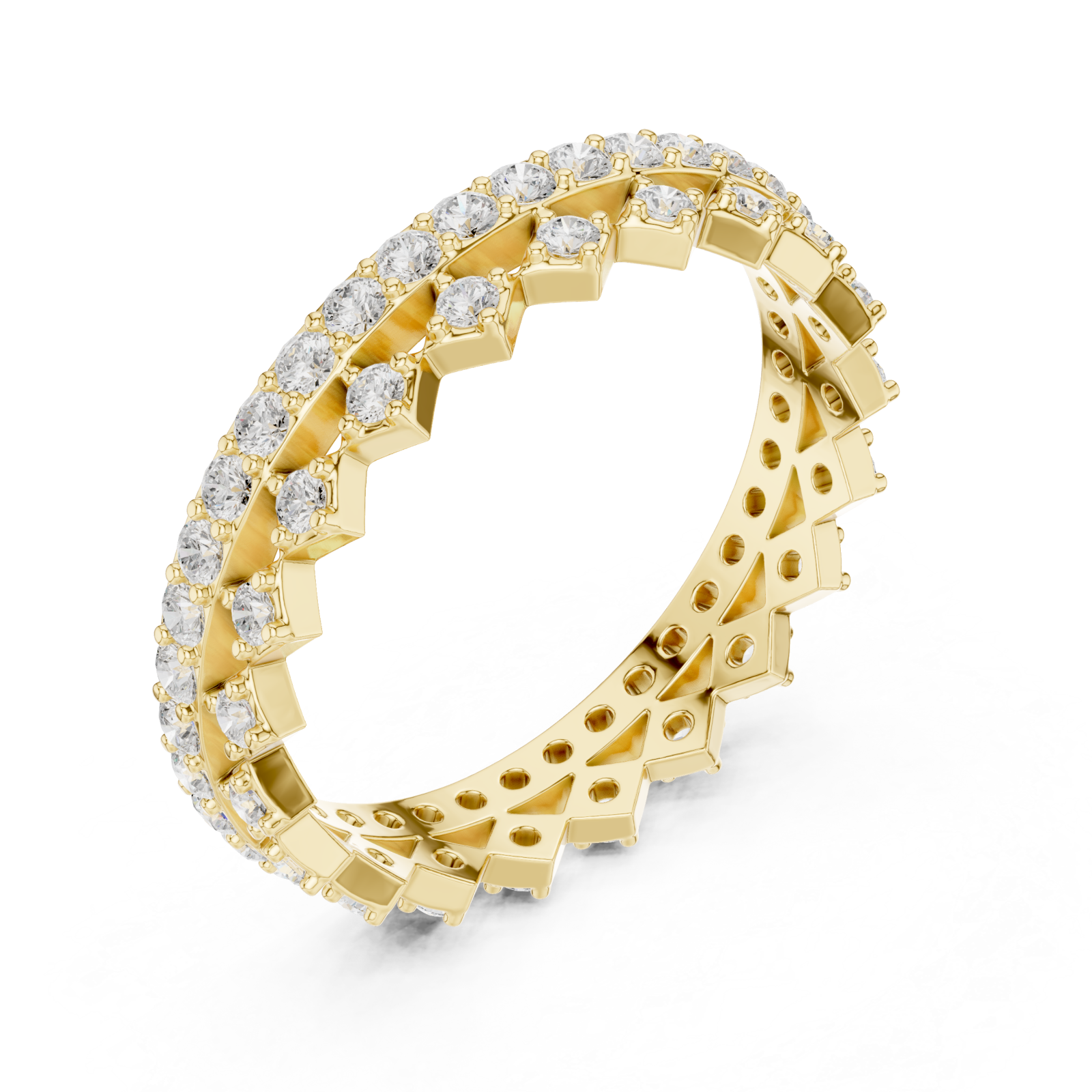 Gold Prism Edge Sparkle Eternity Band Ring Right View