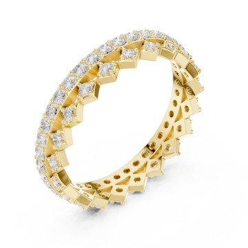 Gold Prism Edge Sparkle Eternity Band Ring Right View