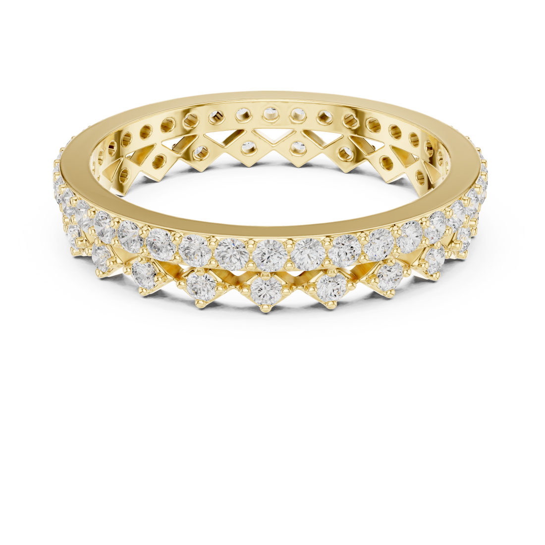 Gold Prism Edge Sparkle Eternity Band Ring Right View