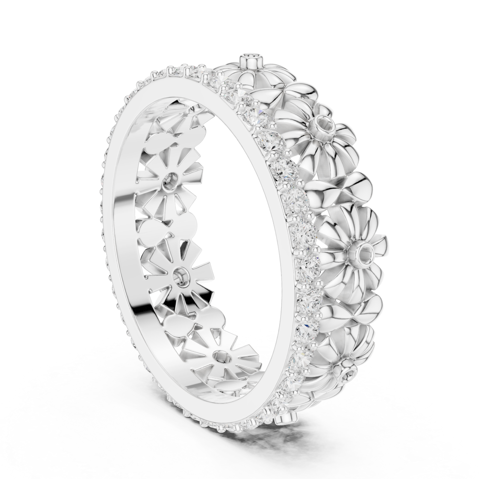  White Gold Petal Grace Harmony Band Left View