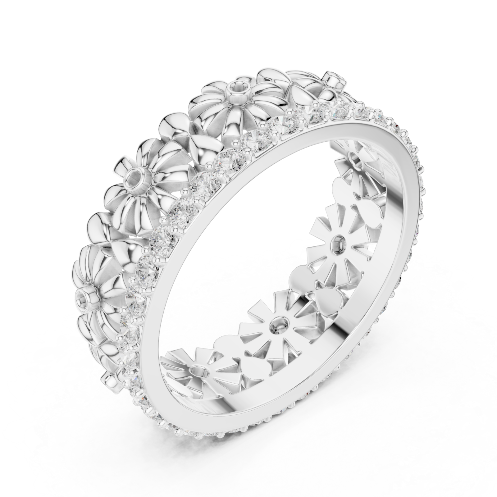  White Gold Petal Grace Harmony Band Right View