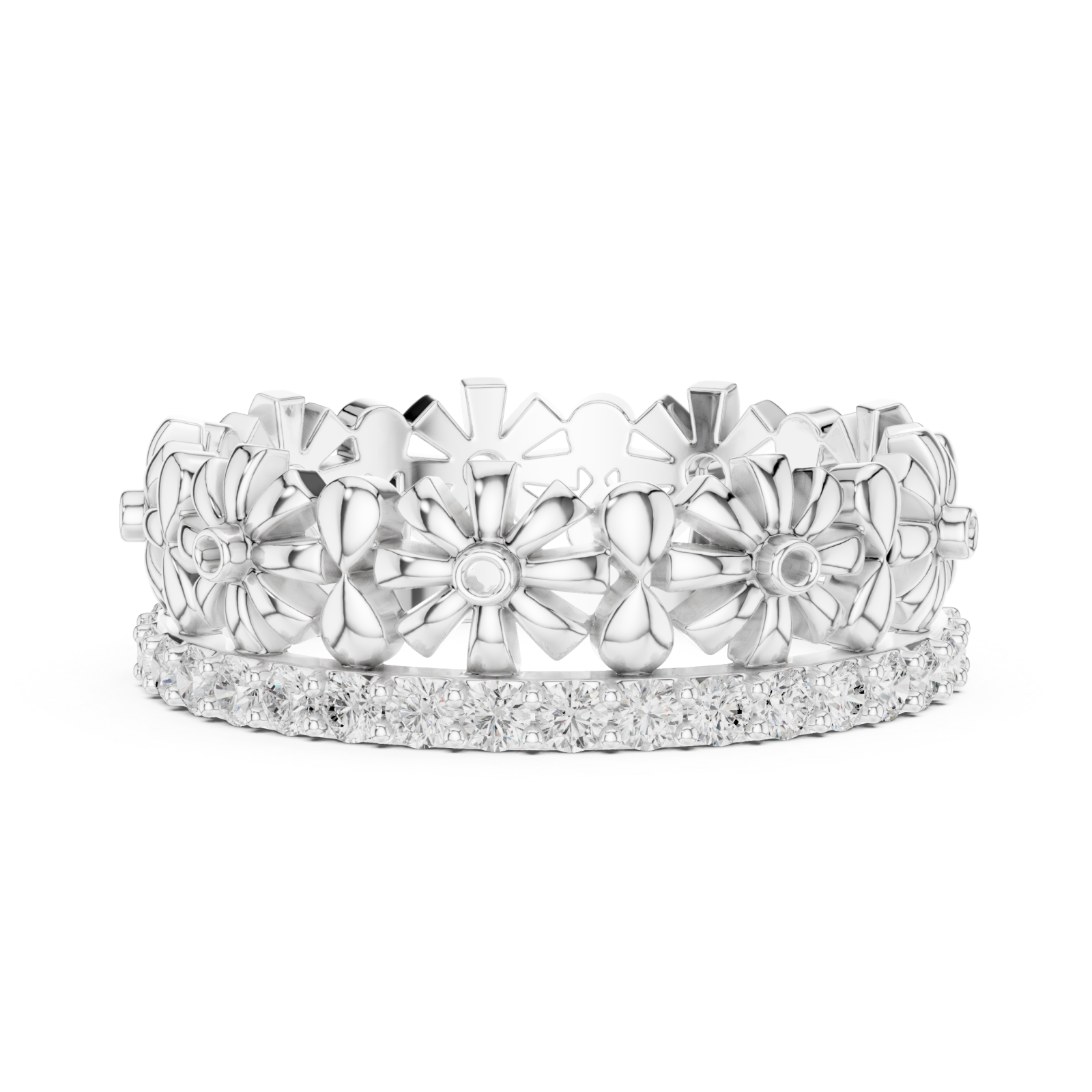  White Gold Petal Grace Harmony Band Side View
