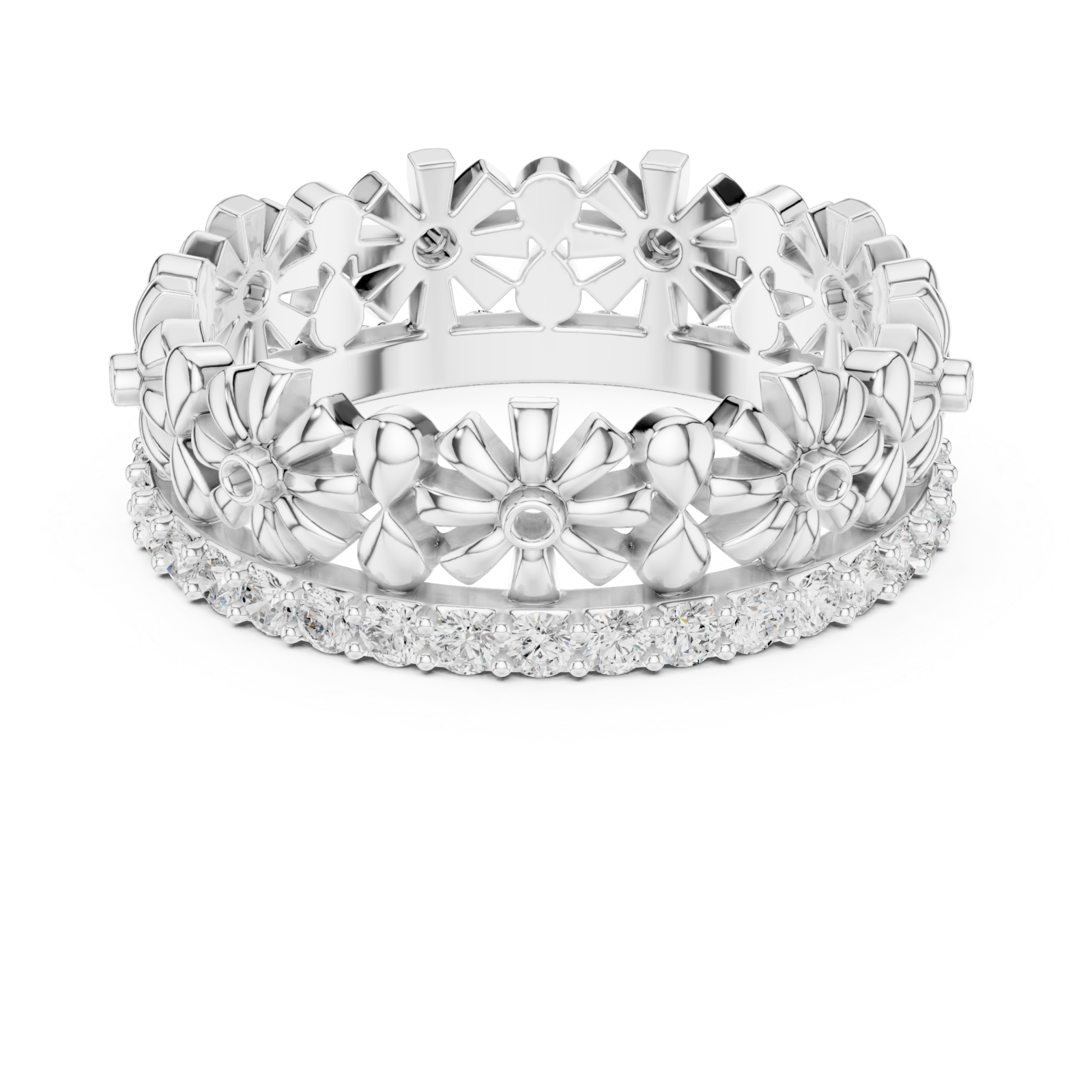  White Gold Petal Grace Harmony Band Front View
