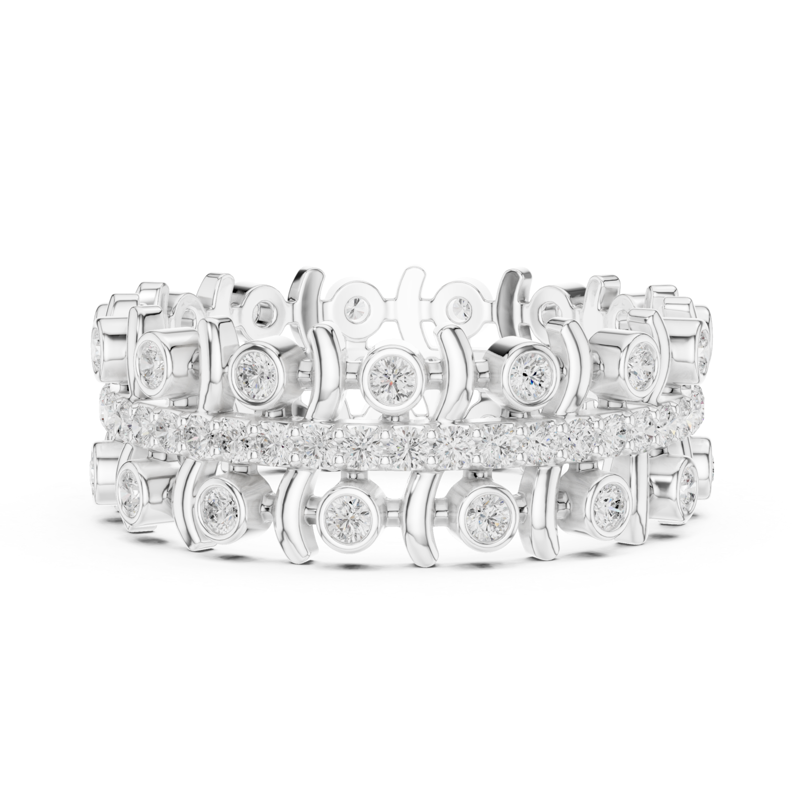 White Gold Opulent Regalia Woven Statement Band Side View