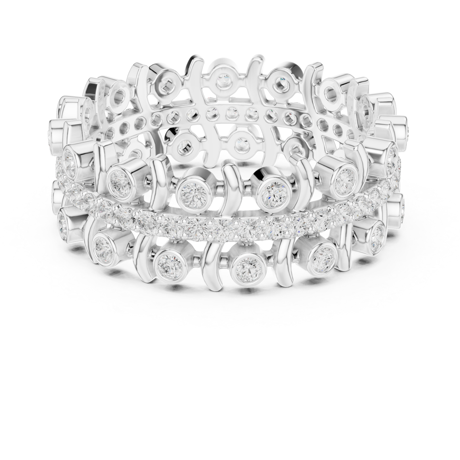  White Gold Opulent Regalia Woven Statement Band Front View