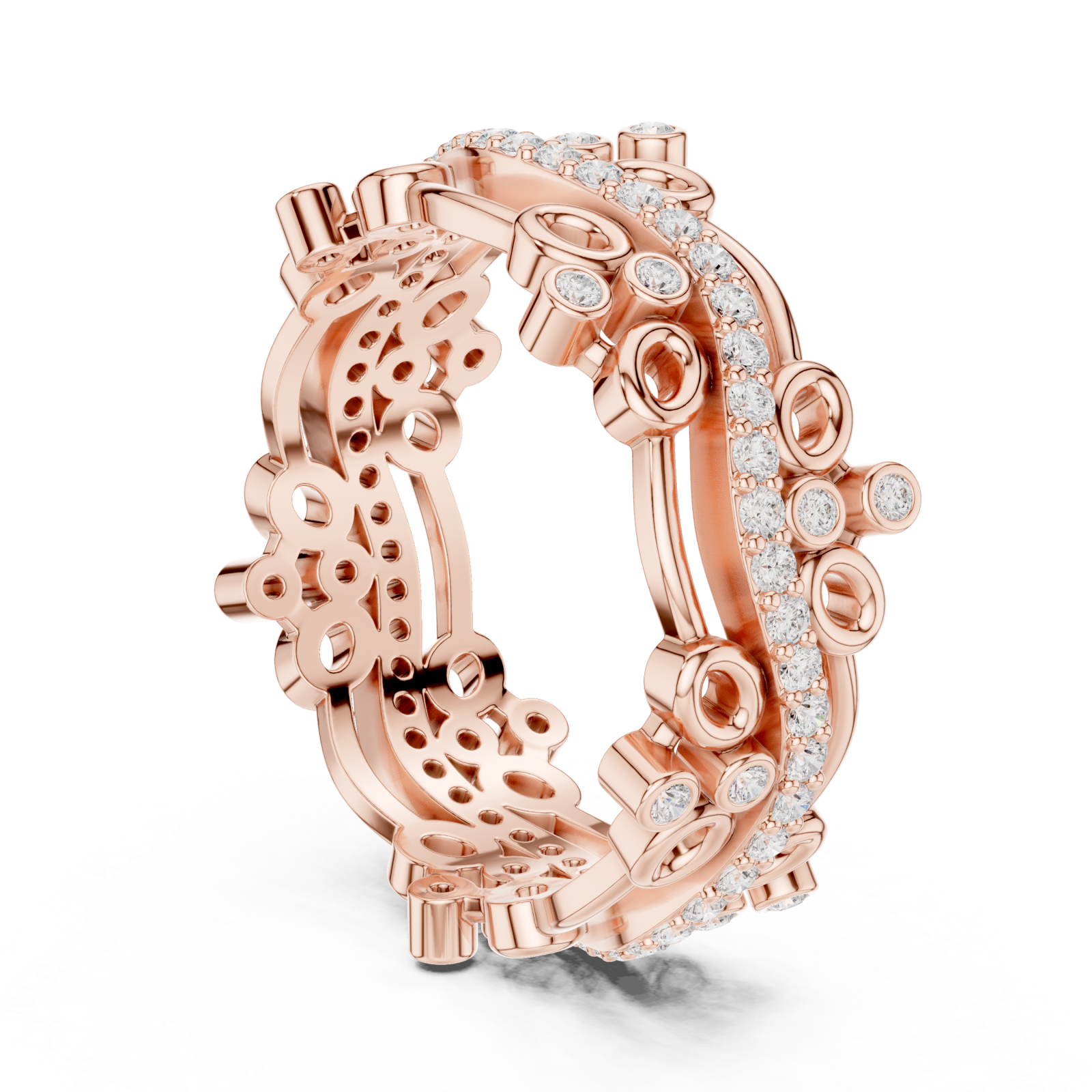  Rose Gold Opulent Cascade Artistry Band Ring Left View