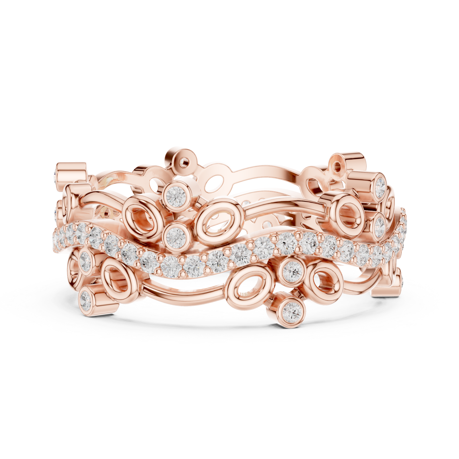  Rose Gold Opulent Cascade Artistry Band Ring Side View