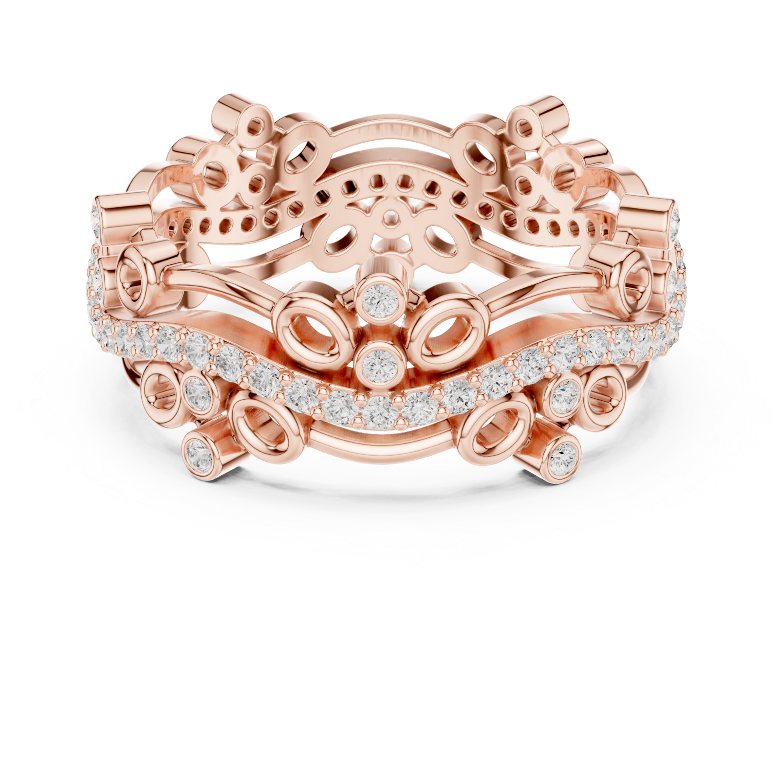  Rose Gold Opulent Cascade Artistry Band Ring Front View