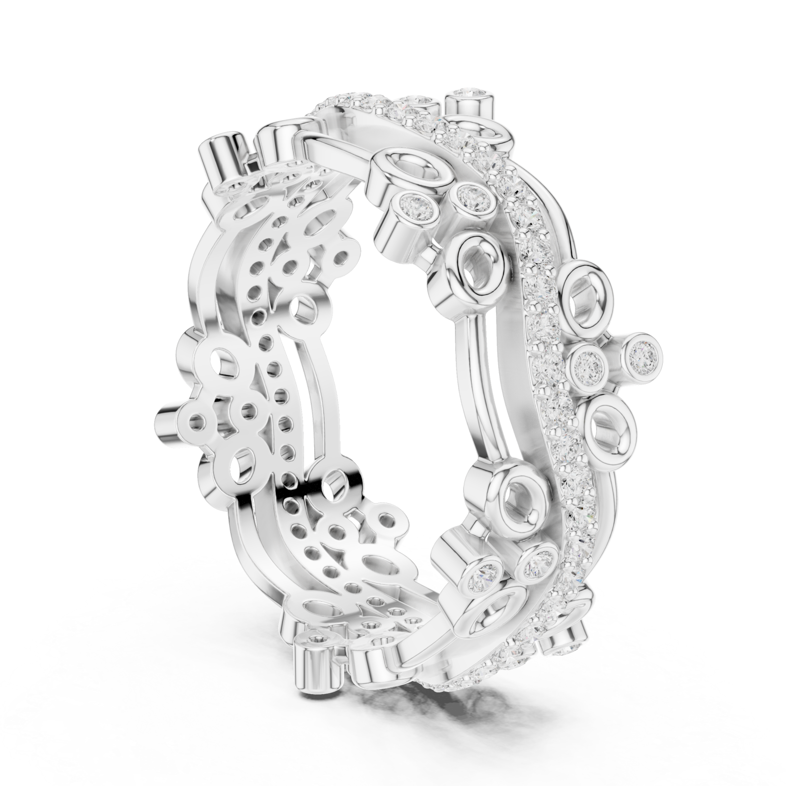  White Gold Opulent Cascade Artistry Band Ring Left View