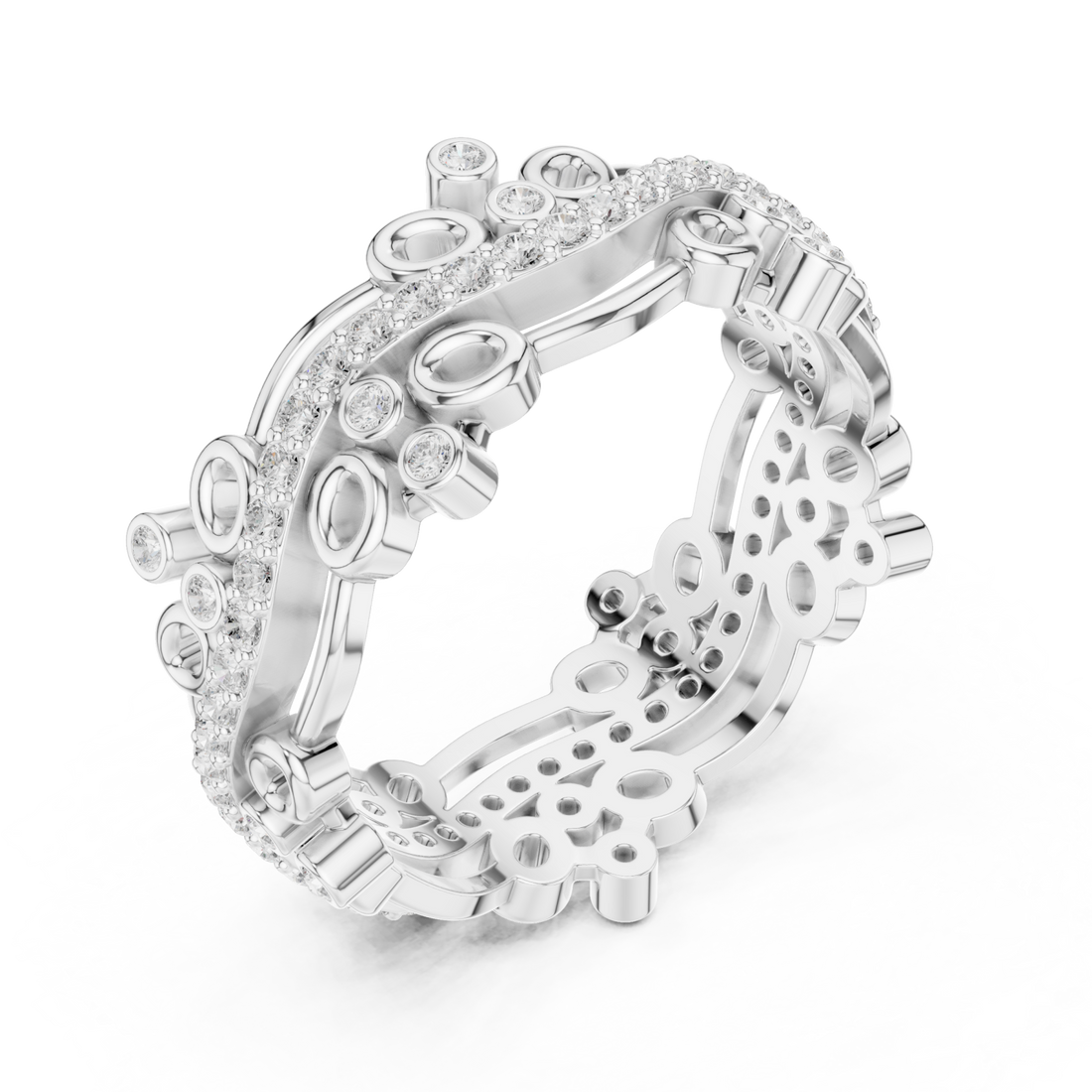  White Gold Opulent Cascade Artistry Band Ring Right View
