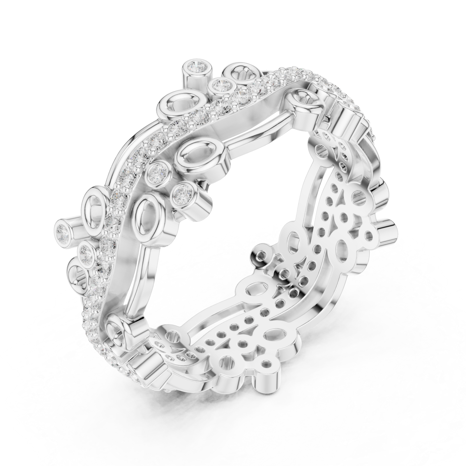  White Gold Opulent Cascade Artistry Band Ring Right View