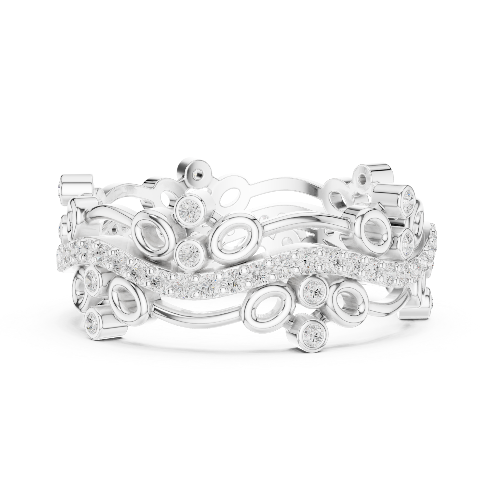  White Gold Opulent Cascade Artistry Band Ring Side View