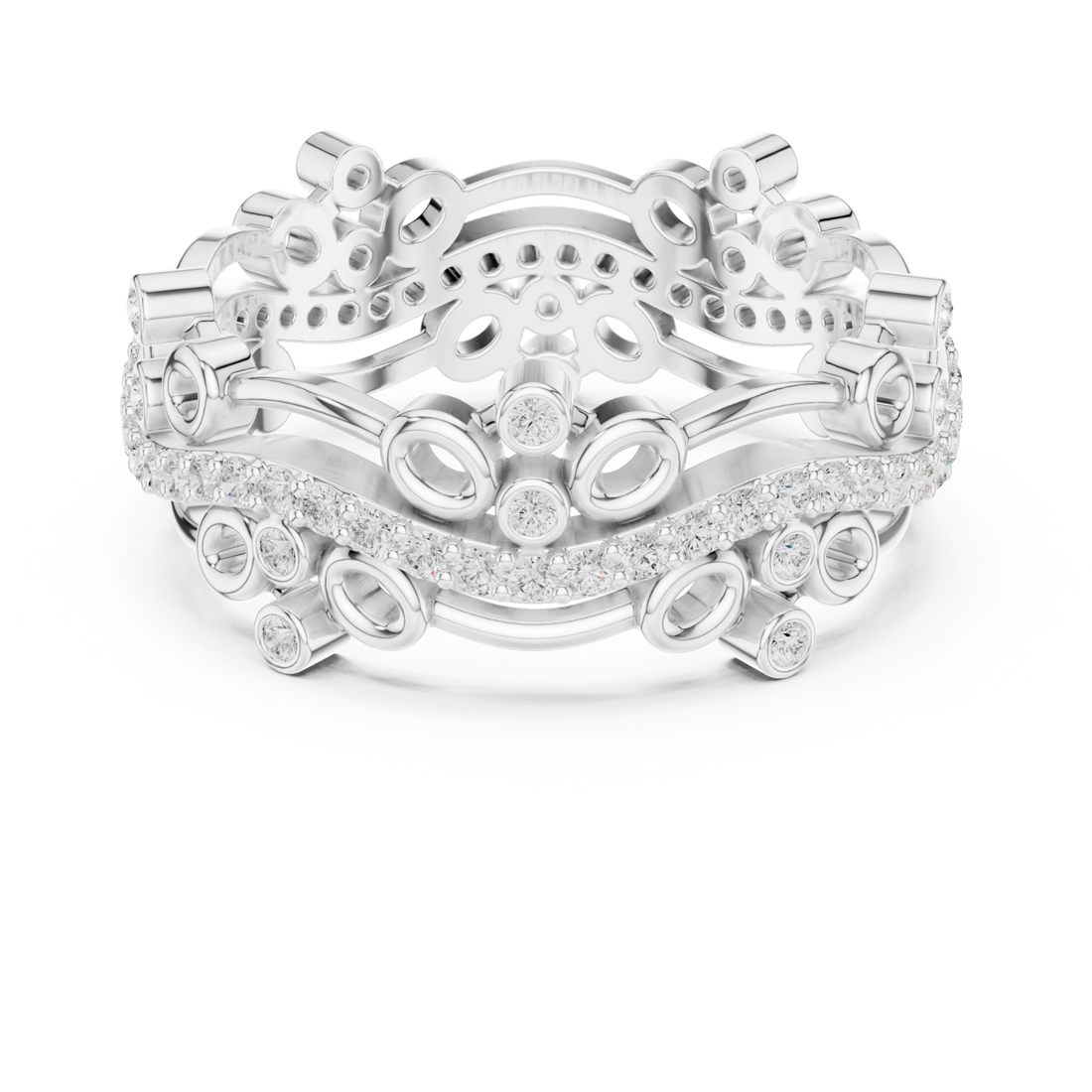  White Gold Opulent Cascade Artistry Band Ring Right View