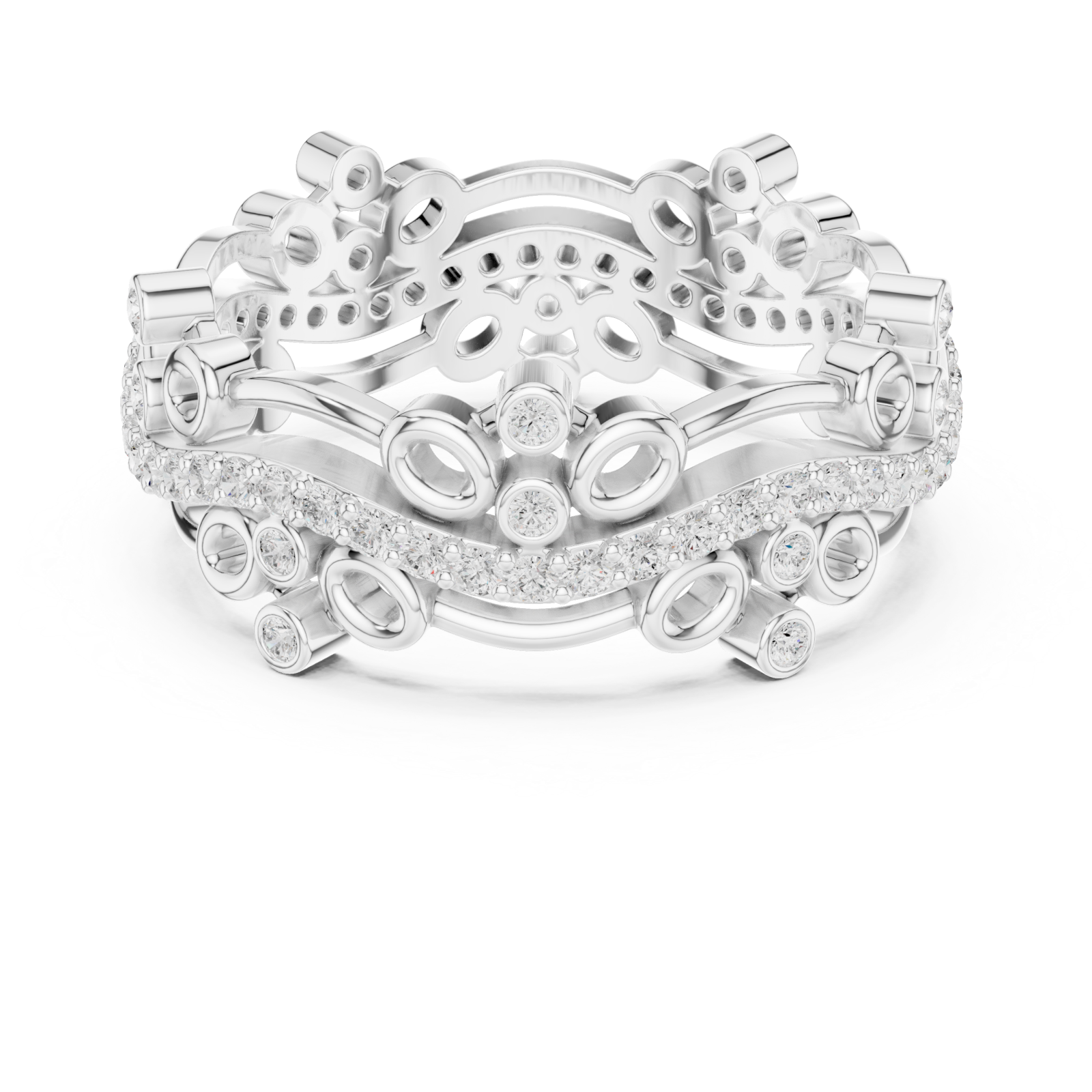  White Gold Opulent Cascade Artistry Band Ring Front View