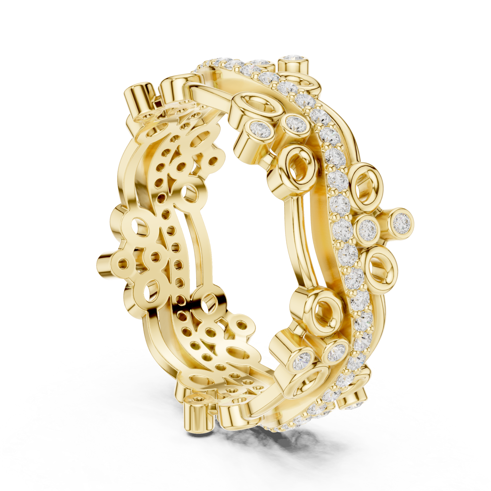  Gold Opulent Cascade Artistry Band Ring Left View